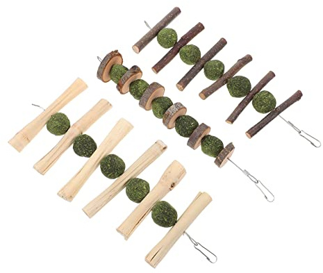 FONDOTIN Set 3 Pezzi Palline Di Erba Medica Ciondoli Da Rosicchiare Giocattoli Da Masticare Per Conigli e Roditori Snack Digestivi Per Piccoli Animali Erbivori