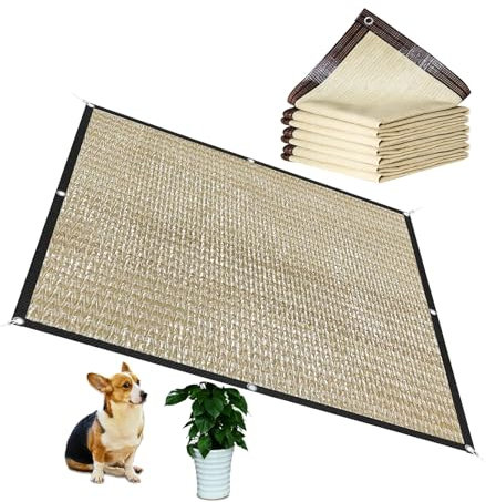 Telo Ombreggiante Occhiellato, Vela Parasole All'aperto Beige, Rete Parasole per Protezione 80%, Panno Parasole Privacy, Tende Ombreggiante per Piante Serre Cucce Gazebo(3.0 * 13.0 m(9.8 * 42.6 ft))