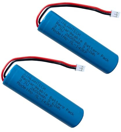 XINLANTECH 3,7 V 2600 mAh 18650 1s1p Wiederaufladbar Lithium Ionen Akku mit JST PH2.0/2P Anschluss Stecker Kabel für DIY-Elektronik, Spielzeug, Beleuchtung und Bluetooth-Geräte - 2 Stück