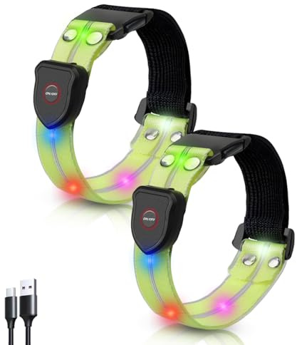 Taximi LED Armband Aufladbar - 2 Stück Reflektoren Laufen Litch Leuchtarmband Kinder Blinklicht Nacht Sicherheitslicht für Jogging Bergsteigen Hundewandern
