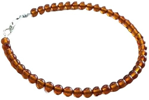 LKBEADS Armband aus baltischem Bernstein, 3,5–4 mm, runde Form, glatt geschliffene Perlen, 17,8 cm, versilberter Verschluss, für Männer und Frauen|LK_STACK_00915