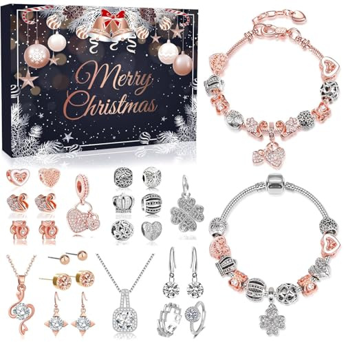 iZoeL Calendrier de l'Avent 2025 Bijoux Femme Calendrier de l'Avent Ado Fille, Cadeaux Noel Femme Cadeaux Bijoux pour Épouse Mère Petite Amie Fille Sœurs Nièces