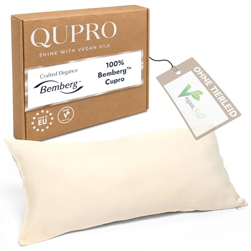 QUPRO® Veganer Seidenkissenbezug 40x80 aus 100% Bemberg™ Cupro I Kopfkissenbezug Seide VEGAN - Antistatisch, feuchtigkeitsausgleichend & reibungsarm für Haut & Haare I Silk Pillowcase