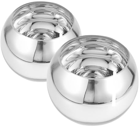 LOLIPPYY 2 Stück Runde Glasvasen aus Robustem Glas in Silber für Hydrokulturelle Pflanzen und Blumen Moderne Dekoration für Haus und Büro Elegante Tischdeko