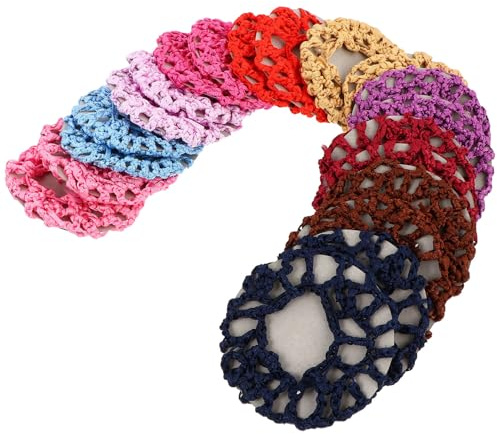Cabilock 20 Stück Elastische Haarknotennetze Für Frauen Handgefertigte Häkel Duttabdeckung Mehrfarbig Flexibles Strick Haarnetz Haar Accessoire Für Sport Und Alltag
