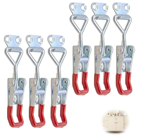 6 Pack Heavy Duty Metal Toggle Latch, Adjustable Quick Release Clamp | Box closure tension lock, pull catch, for tool boxes, trunk cases, cabinets, corrosion resistant, robust, secure fit
