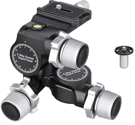 camear accessorise, GH5 3-Way Geared Tripod Head with Arca Type QR Plate,Millimeter Micro Adjustment,Full CNC Aluminum Alloy, Max Load 6kg,for parts(Only GH5)