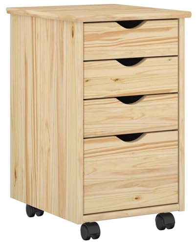 vidaXL Gabinete rodante con Rueda Marrón 34 x 39 x 56 cm Pino Macizo