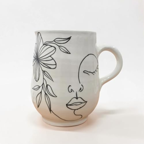 Brocca Caraffa in Ceramica Jasmine Face Art – Caraffa Decorativa con Design a Volto Stilizzato – Vaso Monofiore e Servizio Bevande, Stile Boho Chic, Ceramica Smaltata