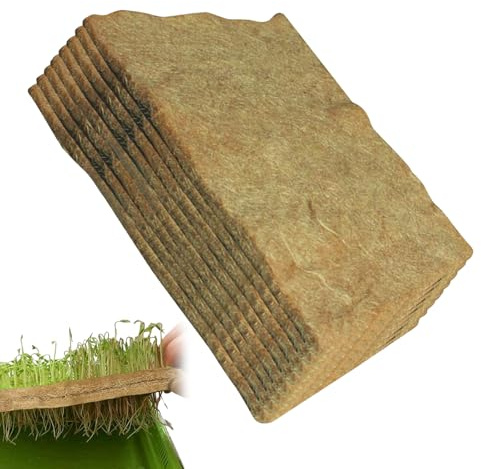 Babuniuse 8 Stück Hanfmatten Für Den Anbau Von Microgreene - 25x50 cm Erdfreie Keimmatten, für Hydrokultur Anfänger, Indoor Garten, Balkon, Gewächshaus, Landwirtschaft, Erbsensprossen