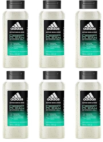 6x adidas Active Skin & Mind Deep Clean Duschgel reinigt sanft die Haut und revitalisiert, spendet Feuchtigkeit und hinterlässt ein angenehmes Gefühl, 250ml (6er Pack)