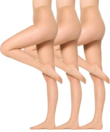 Nur Die 3er Pack Seidenfein 15 DEN Fein-Strumpfhose seidig glänzende Optik Komfortbund reißfest transparent Damen