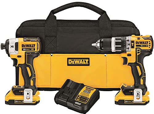DEWALT 20 V MAX XR Kit de taladro de impacto y martillo sin escobillas, compacto 2.0 Ah (DCK287D2)