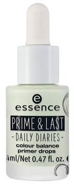 Essence Prime & Last Daily Diaries Colour balance primer drops Nr. 01 yes, but first make-up Inhalt: 14ml Primer der Rötungen ausgleicht und für ein ebenmäßiges Hautbild sorgt.