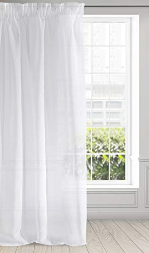 Eurofirany Gardine Argea Vorhang Glatt Transparent Kräuselband - 1STK. Vorhangringe Durchsichtig Edel Elegant Hochwertig Glamour, Schlafzimmer, Wohnzimmer, Etamin, 140x270 cm, Weiß
