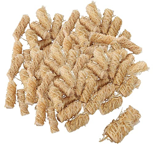 KINJOEK - Arrancadores de fuego de 72 unidades, lana de madera, ecológica, ideal para encender fuegos en barbacoa, chimeneas, estufas, parrillas de barbacoa, ahumadores Kamados Primo, 100% natural