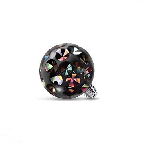 Paula & Fritz® Aufsatz-Dermal Anchor 3-mm Kugel Regenbogen dunkel Titan G 23 Gewinde 1,2-mm Haut-Anker Skin Diver Implantat Bodypiercing Ersatzkugel