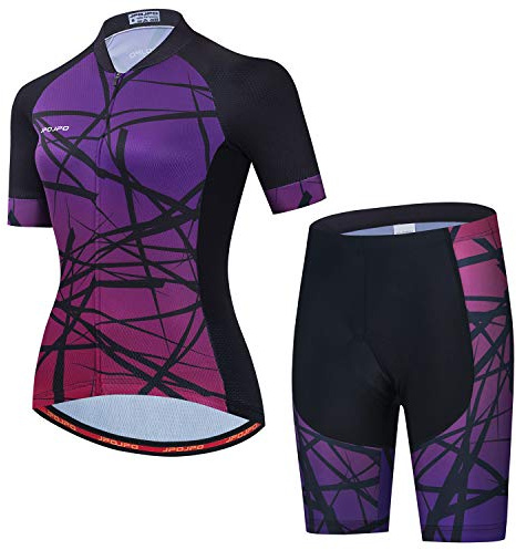 Dam cykeltröja set kortärmad + 5D vadderade cykelshorts snabbtorkande reflekterande 3-fickor S-3XL, Jp2023, S