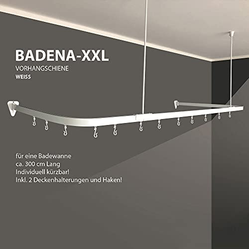 Gulfstream-Komfort Duschvorhang Duschvorhangschiene Barrierefrei bis 3m (Weiß Matt)