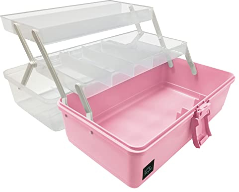 Calogy 33 cm Bastel-Organizer- und Aufbewahrungsbox, 3-lagig, multifunktionale Organizerbox für Näharbeiten aus Kunststoff mit Griff