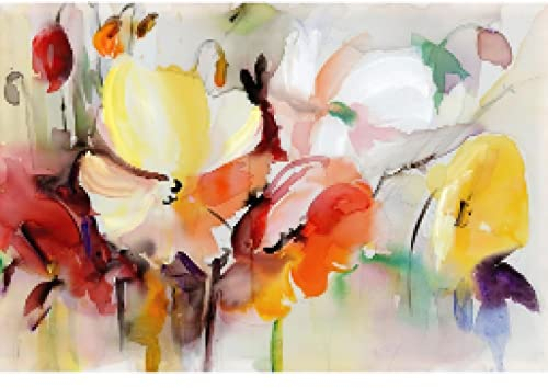dsdsgog Moderne Wandkunst Blumen Bild Aquarell Blumen Malerei Druck auf Leinwand Gemälde Wohnzimmer Home Wand Poster Dekor 50x70cm Rahmenlos