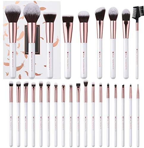 DUcare Makeup Brushes Set Professional 27Pcs Makeup Brush Premium Synthetic Kabuki Foundation Blending Face Powder Blush Concealers Eye Shadows Make Up Brushes Kit White