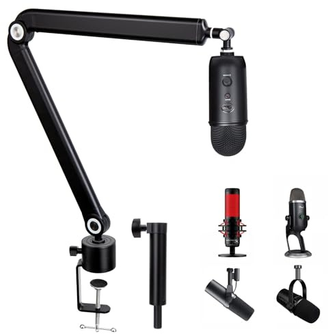 Blue Yeti Boom Arm with Extension Tube - Mic Boom Arm Compatible with HyperX QuadCast, Weighted Metal Height adjustment Mic Arm for QuadCast,Blue Yeti,Shure MV7,Rode and Most Gaming Mic By SUNMON