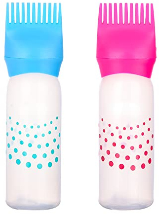 MFUOE 2pcs Applicator Bottle Root Comb Plastic Bottle with Sclae Conveient Squeezable Hair Dye Hair Product