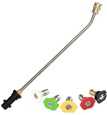 Varilla Extensora Para Hidrolimpiadora con 5 chorros de chorro de alta presión, boquilla para Kärcher K2, K3, K4, K5, K6, K7 De Extensión De Acero Inoxidable varilla curva de 30° Para