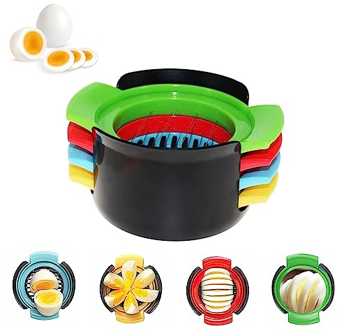 Cortador de Huevos, Acero Inoxidable Cortador Huevos 4 in 1, Adecuado para Cortar Huevos Cocidos, Fresas, Kiwis