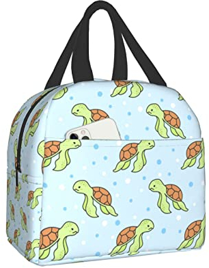 FJAUOQ Cute Turtle Lunch Bag Scatola da viaggio Lavoro Bento Cooler Tote riutilizzabile Scatole da picnic Contenitore isolato Borse per la spesa Per donne adulte Uomini Ragazzi Ragazze