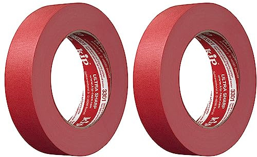 kip Tape 3301 Ultra Sharp Abklebeband – Professionelles Malerkreppband für ultra scharfe Kanten beim Streichen & Lackieren – 24mm x 50m, rot, 24 mm x 50 m (Packung mit 2)