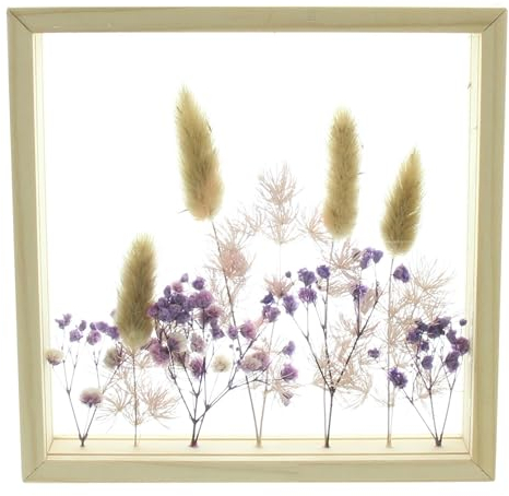 FRANK FLECHTWAREN Deko-Rahmen Trockenblumen, Holz, Acrylglas Maße: 17 x 17 cm