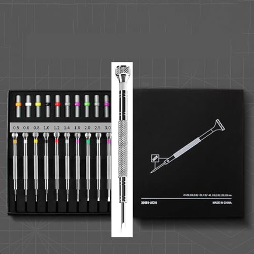 10pcs 0.5-3.0mm Set di cacciaviti for orologi di precisione Cacciaviti da orologiaio for la riparazione di orologi Strumenti for orologi Cacciavite Strumento di precisione(A)