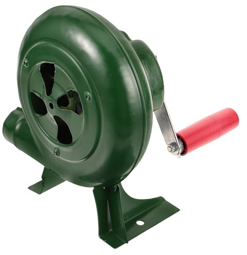 BESPORTBLE Souffleur Manuel pour Barbecue Vert en Fer, Ventilateur Portable à Manivelle pour Allumer Rapidement Charbon, pour Camping Cuisine en Plein Air