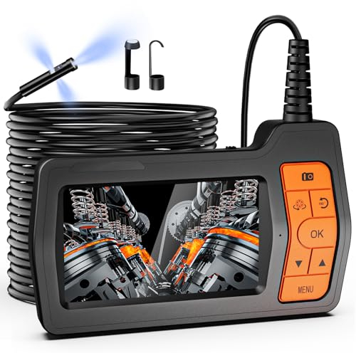FISHOAKY DREI Linsen Endoskopkamera mit Licht 15m, 5-Zoll-IPS- Bildschirm Endoskop, 8mm Schlangenkamera, HD 1080P Digital Inspektionskamera, IP67 Wasserdicht Rohrkamera mit Fettes Kabel, 32GB