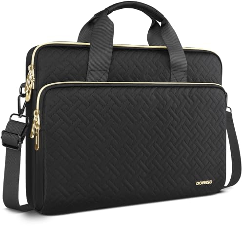 DOMISO Laptoptasche 17 zoll Laptop Hülle Tasche Kompatibel mit 16+ zoll 17-17,3 zoll HP Dell ASUS Lenovo Chromebook Notebook Schutzhülle,Laptophülle Damen Sleeve mit Schultergurt,Schwarz