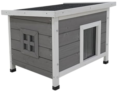Katzenhaus Für Den Außenbereich, Katzenhütte Für Drinnen Und Draußen, Katzenhaus Aus Holz, Für Den Winter, Wetterfest Winterfest Katzenhäuschen Für Draußen(Color:A)