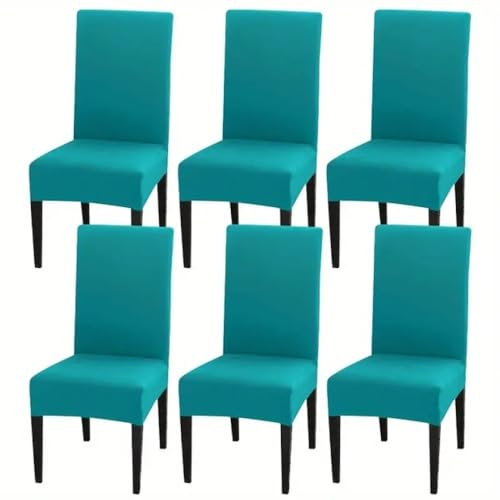 HZSZXG Stuhlhussen für alle Jahreszeiten, einfarbig, elastisch, für Zuhause, Hotel und Restaurant, Blau, 6 Stück