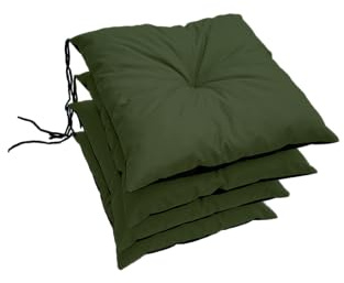 4er Set Stuhlkissen wasserabweisend UV-beständig 40 x 40 x 6 cm | Polsterauflage für Stühle/Bänke | Sitzkissen Stuhlauflage für Haus und Garten | Für den Innen- und Außenbereich geeignet, Grün