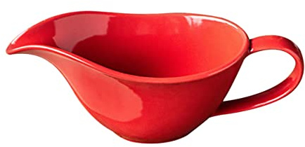 MAGICLULU Tazón Cerámico Con Vertedor Para Salsa De Bistec Huevos y Leche Multifuncional Fácil De Limpiar Suministro De Cocina Práctico Color Rojo Brillante