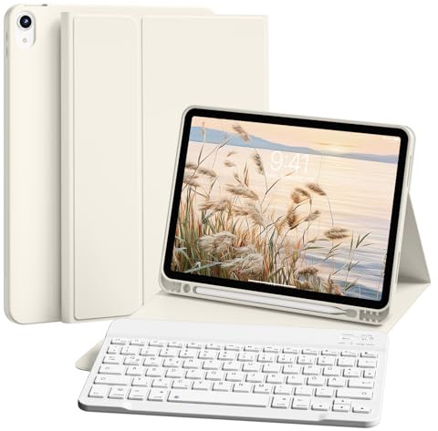ZKTUYU Funda con teclado para iPad 10.ª generación 10.9 2022 y iPad 11th Gen A16 2025 con soporte para bolígrafo, carcasa trasera de TPU y teclado magnético extraíble con disposición QWERTZ, color