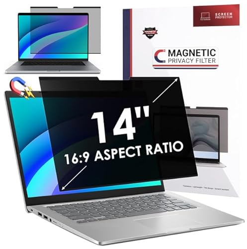 LAMA Magnetischer Blickschutzfilter für 14 Zoll Laptop, Blickschutzfolie Sichtschutzfolie Abnehmbarer Datenschutzfilter Sichtschutzfilter Laptop Screen Filter, Anti-Blaulicht & Blendschutz (16:9)