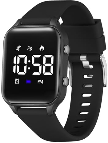 Timever Kids Digital Watches for Boys Girls, Sports Watch with Fitness Tracker, Pedometer, Alarm Clocks, Stopwatch, No App Needed Waterproof Kids Watch, Gift for Teens Student Girls Boys Ages 5-14