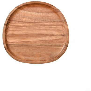 Besshepplo Plato ovalado irregular de madera de acacia para servir, plato rústico decorativo (21 x 20.5)