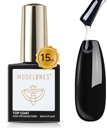 Modelones Top Coat 15ml No Wipe Top Coat Gel UV, Überlack UV LED Gellack Gel Nagellack Polish für Gelnägel Nail Art Manicure