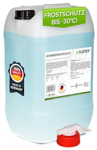 Flotex® Scheibenfrostschutz Konzentrat 20L – Hocheffektiver Scheibenwasser Frostschutz bis -30°C – Absolut rein & schlierenfrei - Sofort mischbereit – Angenehmer Citrusduft geliefert in 4x5L