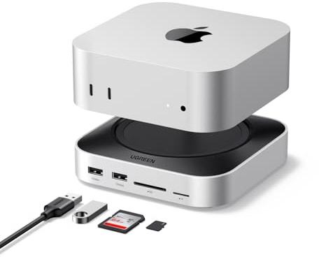 UGREEN Docking Station Compatibile con Mac Mini M4 e M4 Pro Hub USB C Supporto con Alloggiamento M.2 NVME SSD DisplayPort 4K 240Hz 144Hz USB 3.2 4A1C 10Gbps SD TF Slot 3.5mm Aux