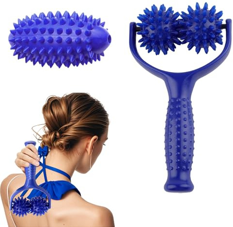 Esshogo Massageroller Mit Griff, Massageroller, Massageroller Beine, Igelball Fußmassage, Mit 3 Igelball Massageball, Auswechselbare Massage Roller