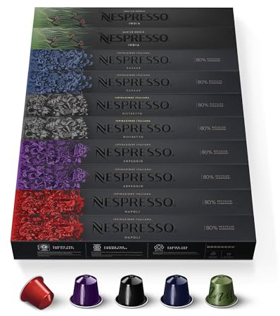 Nespresso Original - Assortiment Torréfaction Intense - 100 Capsules Café | Compatible avec machines Nespresso Original - Extraction Ristretto Espresso ou Lungo pour une dégustation de dosette forte